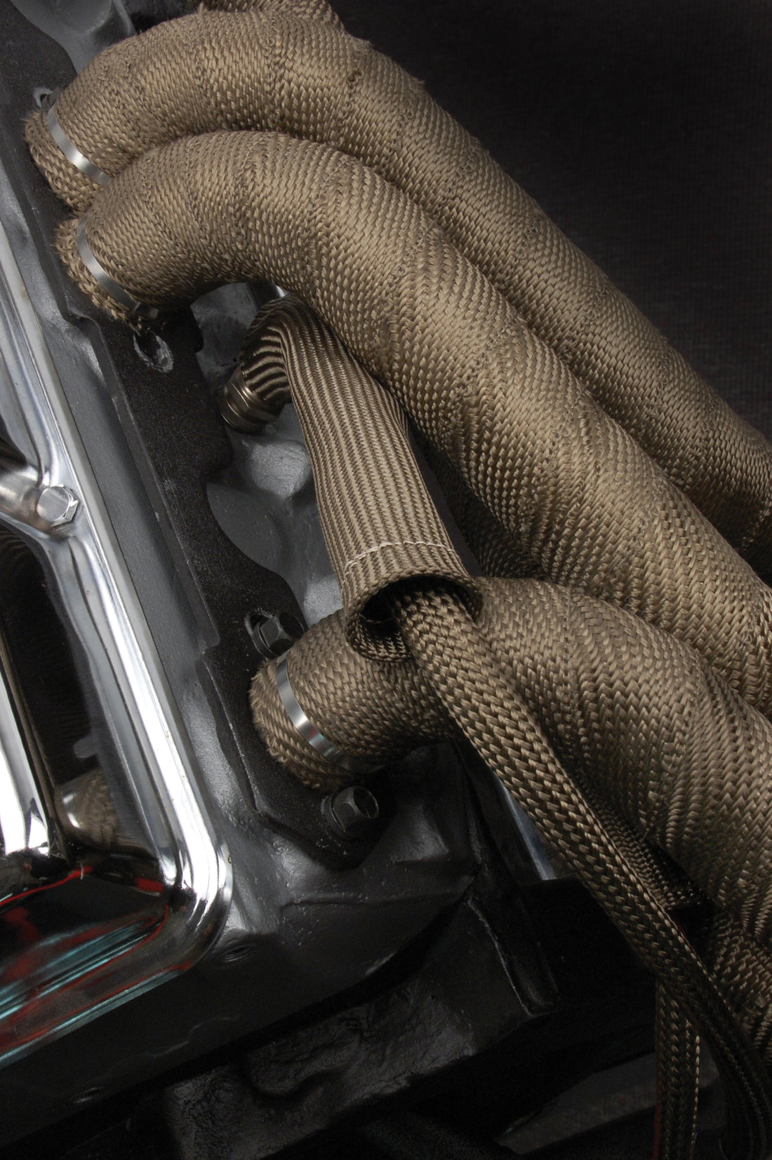 DEI titanium exhaust wrap on headers