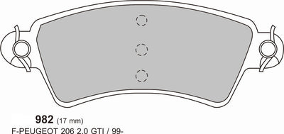 PEUGEOT 306 2.0 HDi without Wear indicator PBS Front Pads, Performance Brake Pads 0982