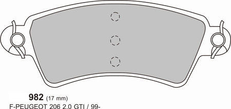 PEUGEOT 306 2.0 HDi without Wear indicator PBS Front Pads, Performance Brake Pads 0982