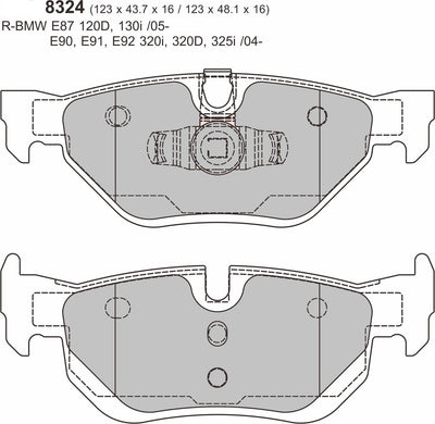 3 Saloon (E90) 318i  2007 > 2011 Rear Performance Brake Pads 8324