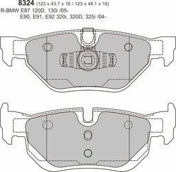 BMW 3 SERIES E92/E93 325 Rear Performance Brake Pads 8324