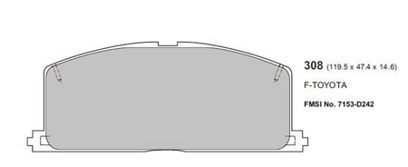 Toyota MR2 MK1 Front Performance Brake Pads 0308